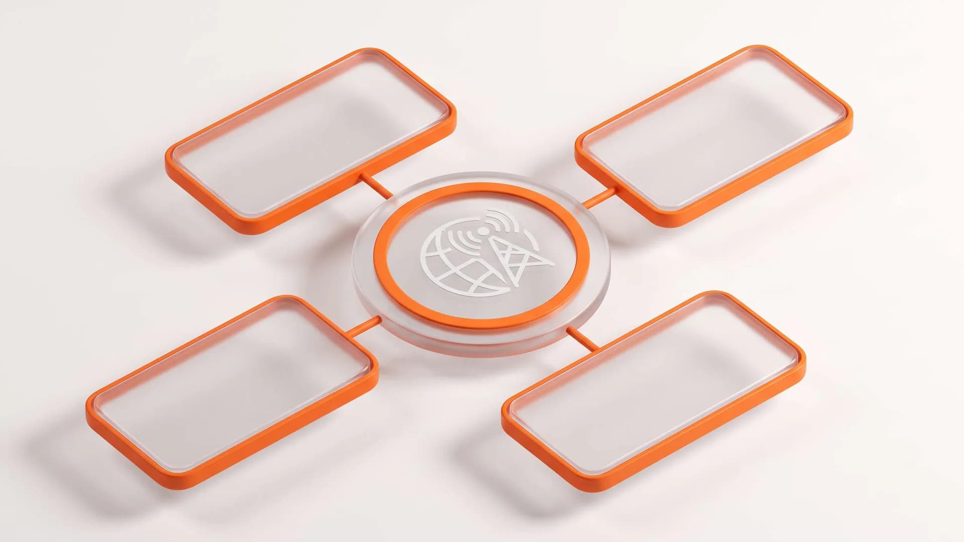 Panel kaca transparan 3D bergaya isometrik