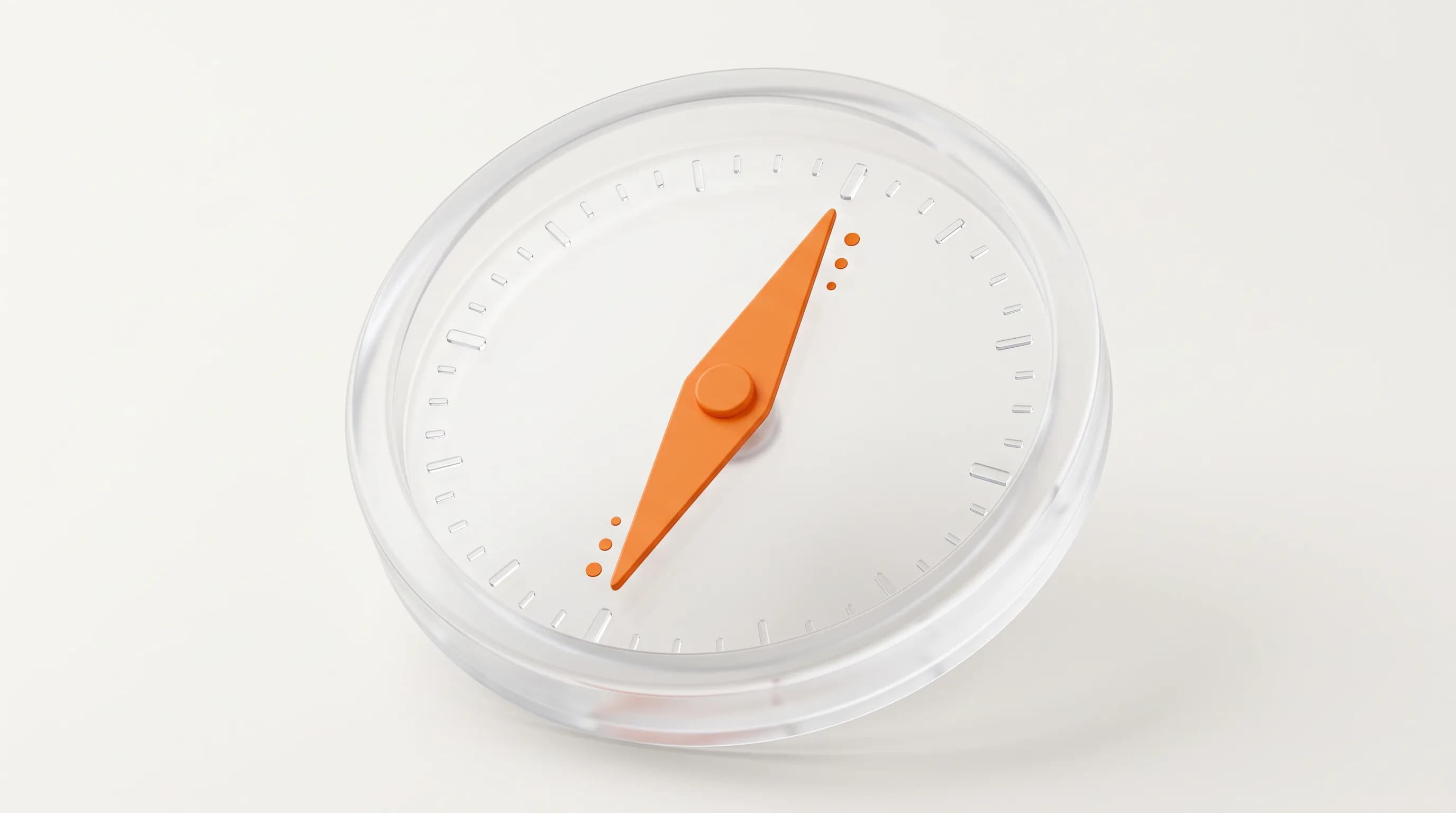 A glass compass with an orange needle pointing to a new bearing shows how to adapt an SEO strategy to stay relevant in the GEO era.