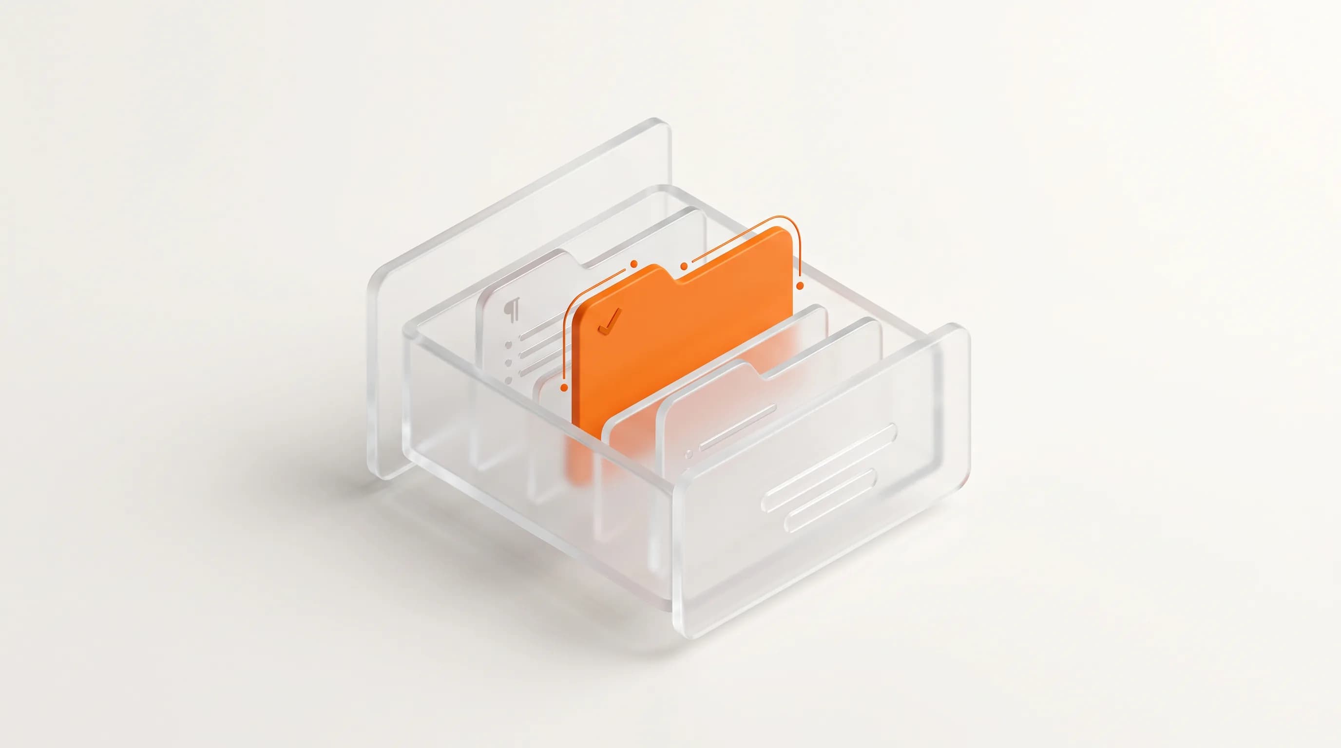 A glass database drawer stores one orange folder among empty ones, showing indexing as the process of saving a page into the database.