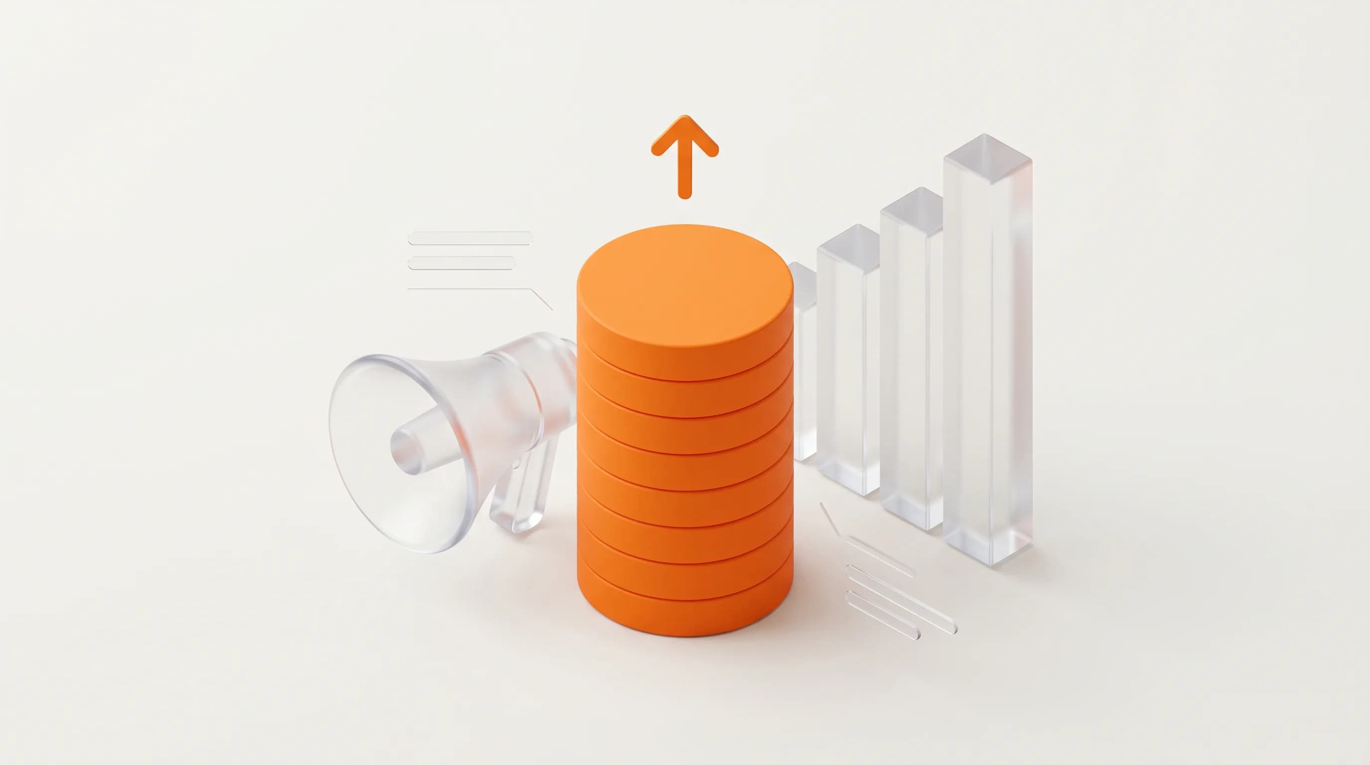 A stack of coins and a digital megaphone showing how CRO maximizes the marketing investment already spent