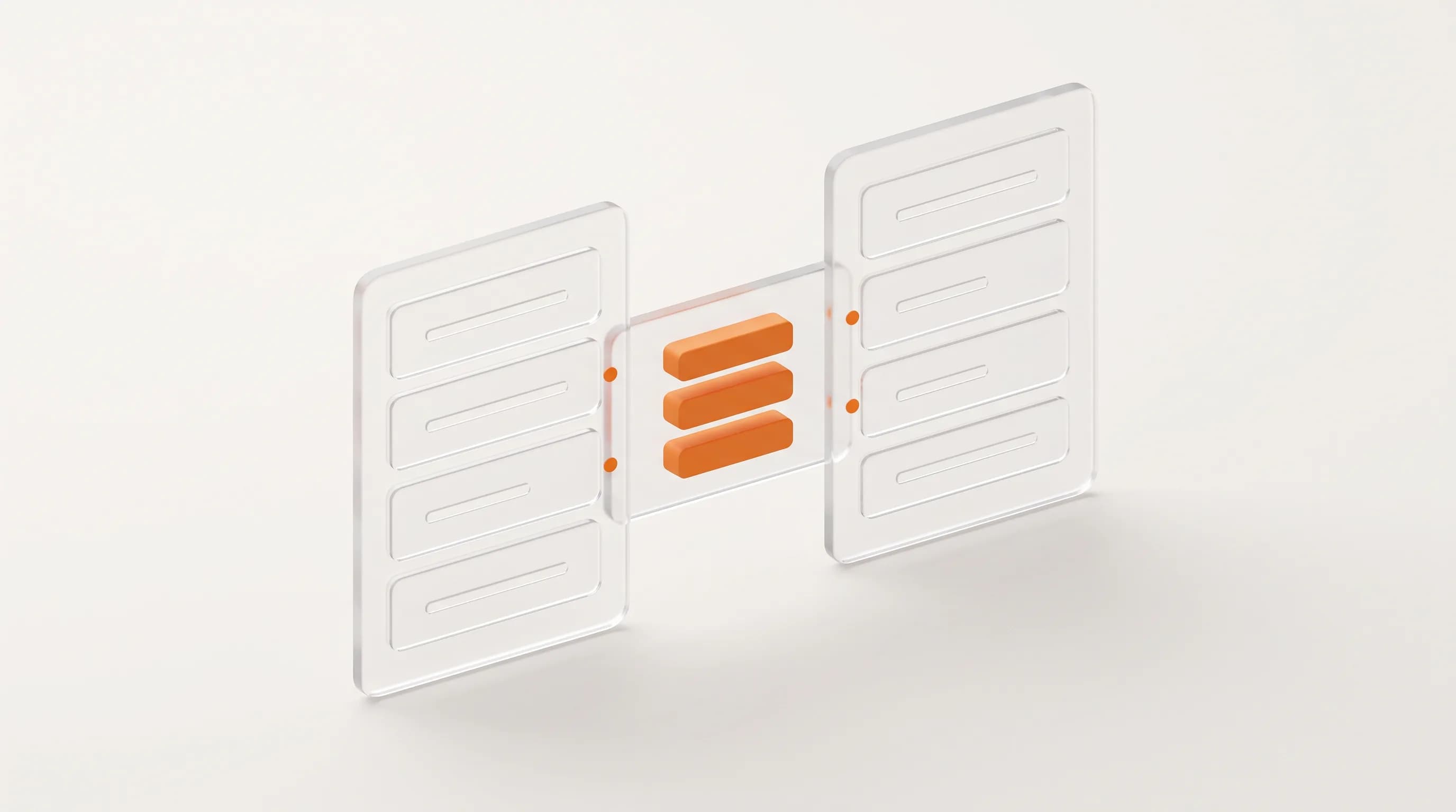 Two side-by-side glass columns with an orange marker between them summarize the alignment between searcher goals and matching content formats.