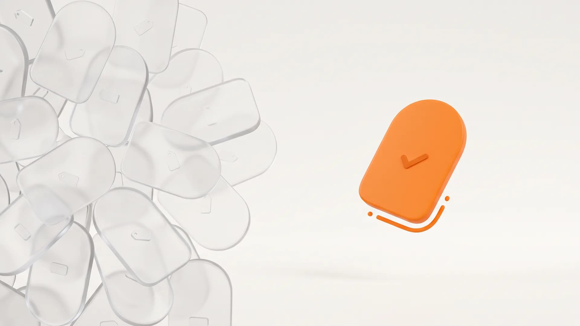 Repeated glass keywords crowd densely together beside one naturally placed orange keyword, capturing what keyword stuffing is and how to avoid it.