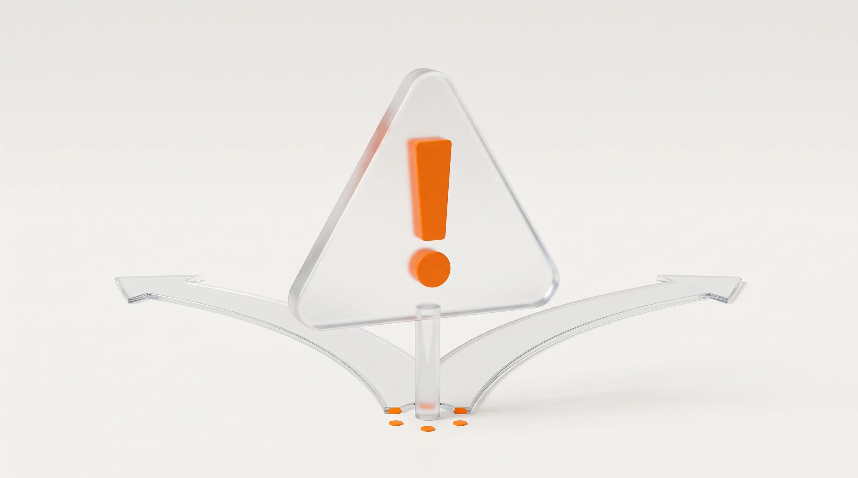 A glass warning sign with an orange exclamation mark stands at a backlink crossroads, showing exactly when to use disavow links.