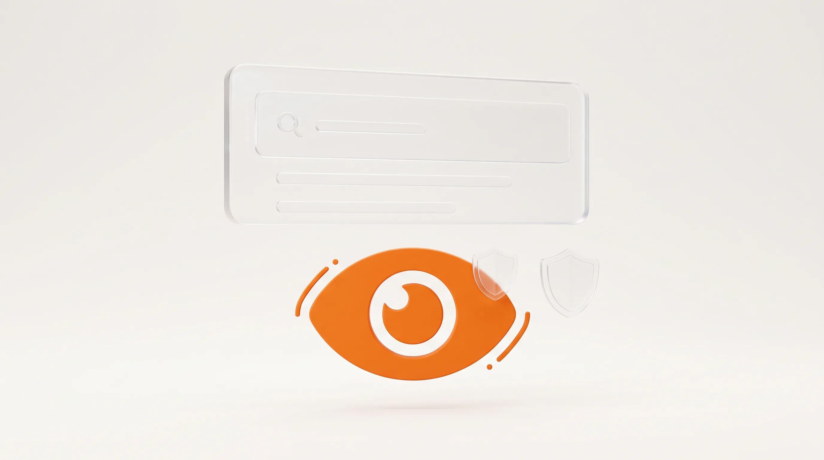 A widening glass search result with a standout orange block shows why sitelinks matter for greater visibility and user trust.