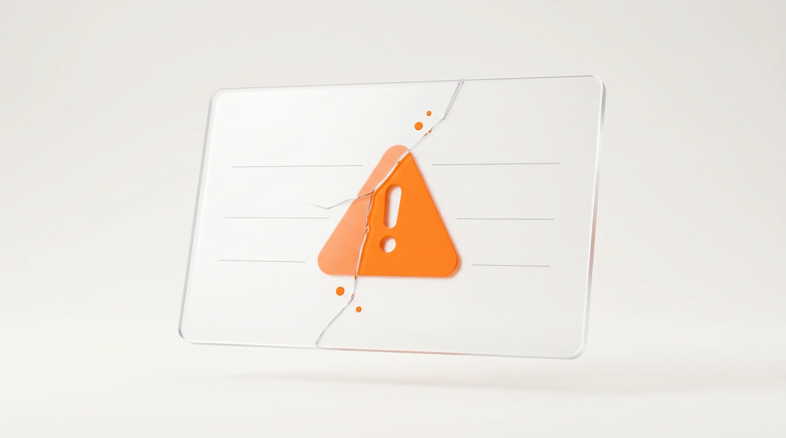 A cracked glass headline with an orange core behind it shows how clickbait breaks trust and damages the B2B sales pipeline.