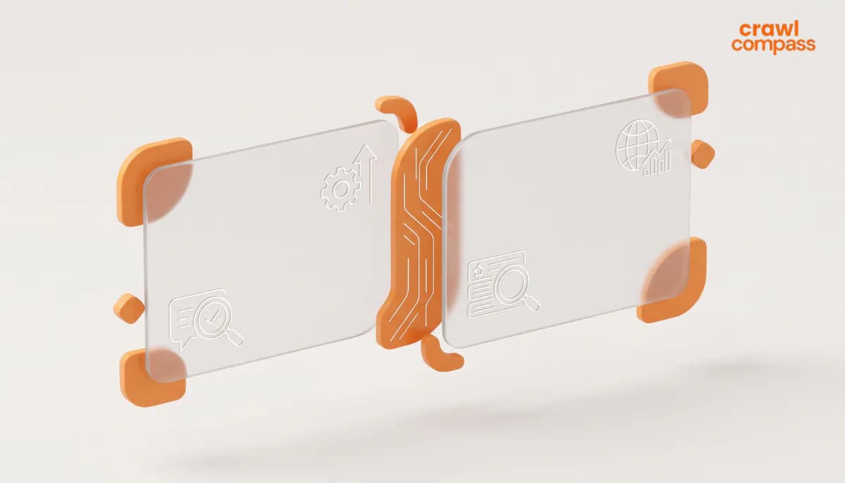 Connected transparent digital devices representing modern technology and communication