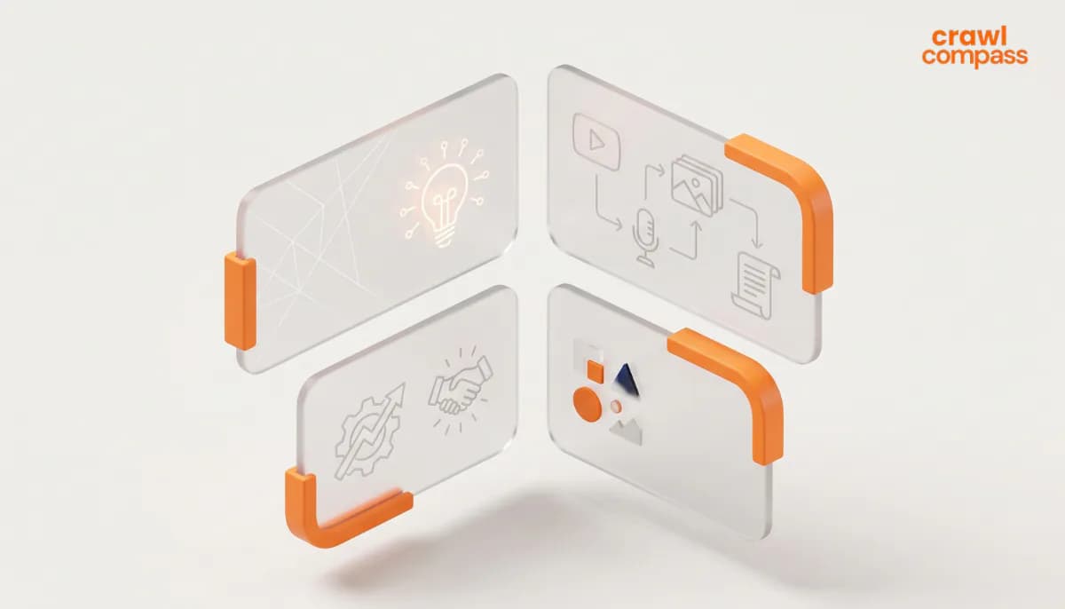 Ilustrasi 3D empat panel kaca