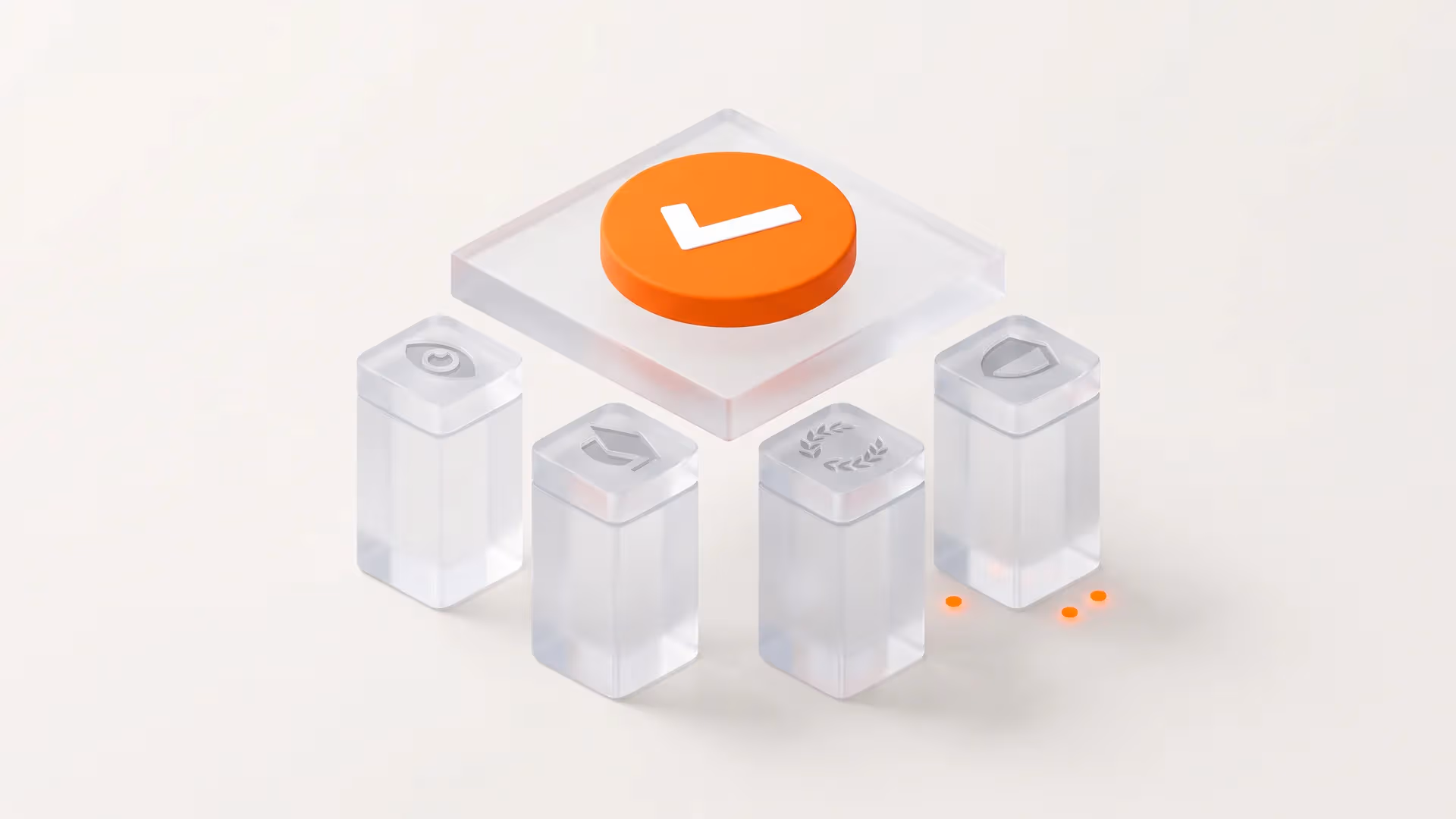 Four glass pillars support an orange checkmark badge, representing what E-E-A-T is as the trust foundation Google looks for in a website.