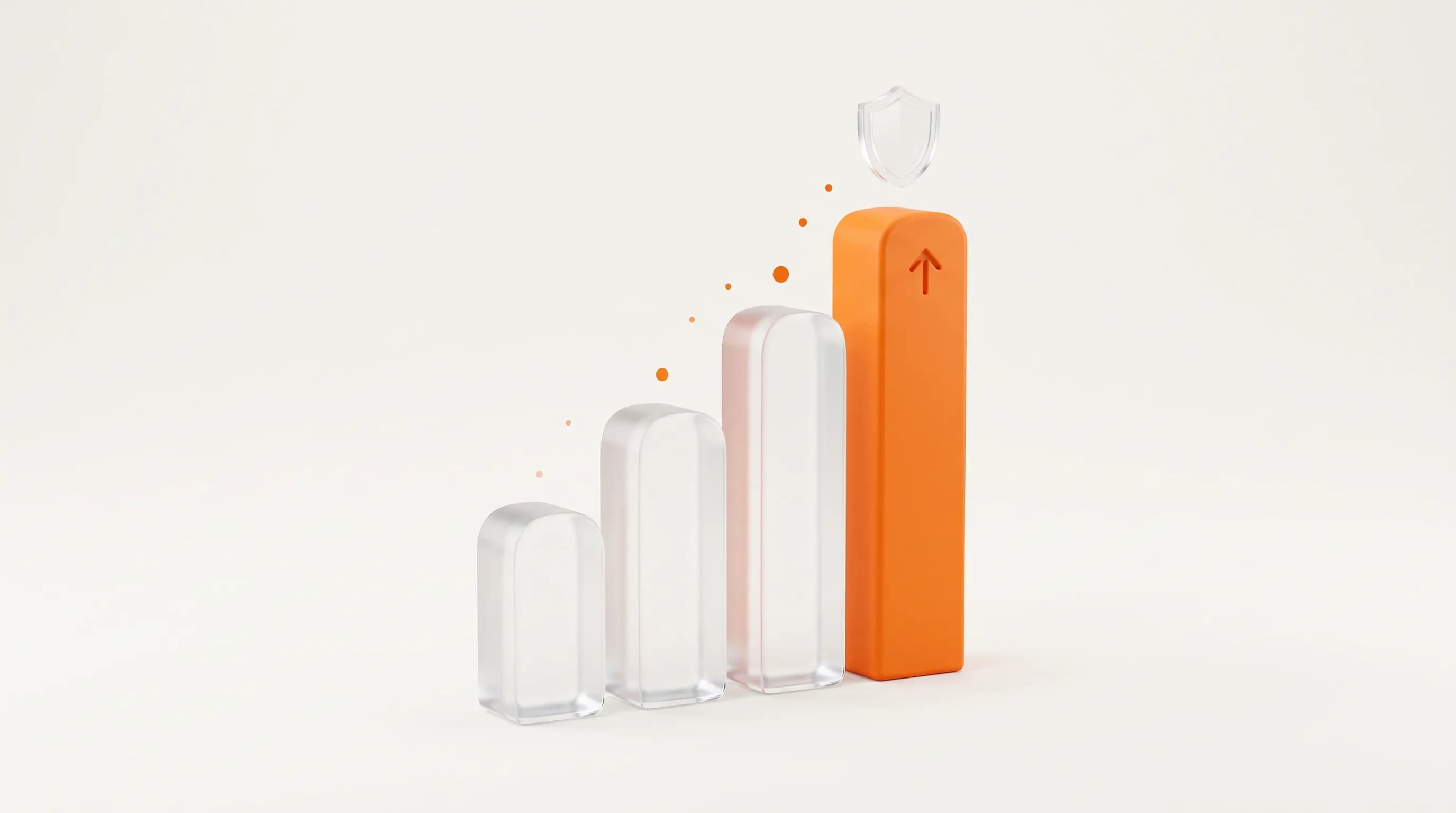 A rising glass bar chart with an orange peak shows how strong E-E-A-T drives better rankings and search engine trust.