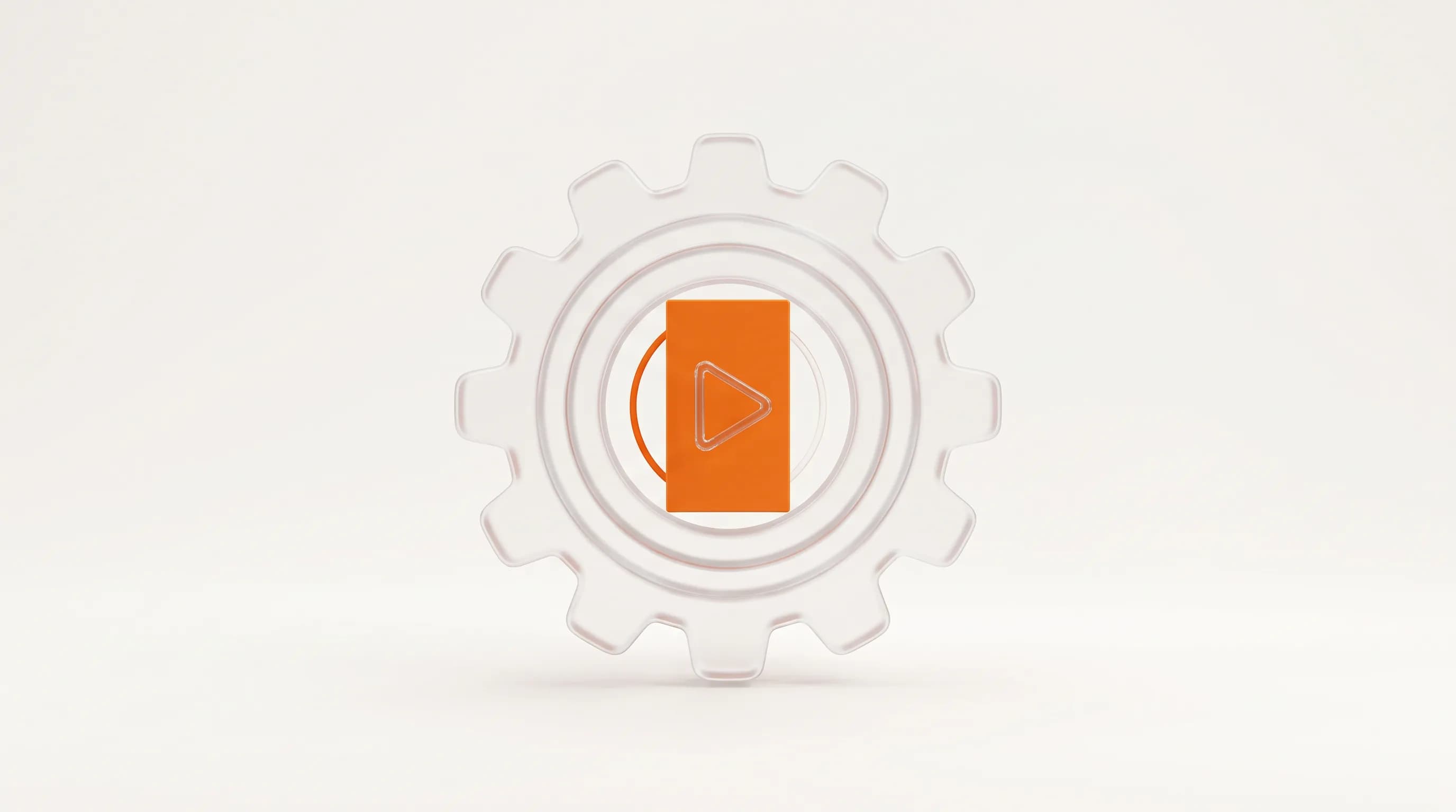 A turning glass gear locks onto one straight orange path, showing how niche content works within a consistent social media algorithm.