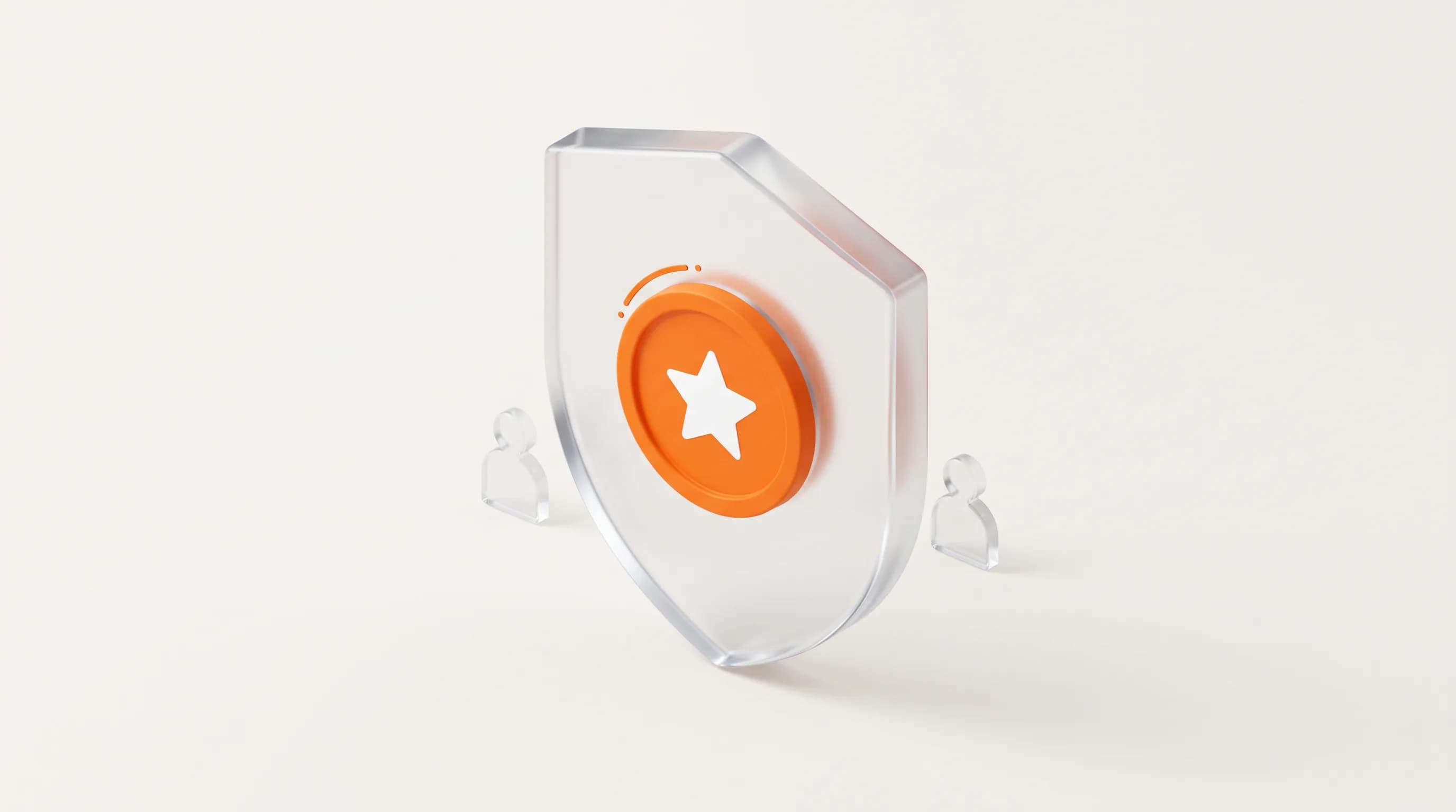 A glass shield with an orange specialist badge at its core shows how the niche meaning builds deep trust with an audience.